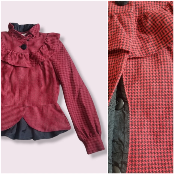 Topshop houndstooth peplum jacket ruffle - Picture 8 of 10